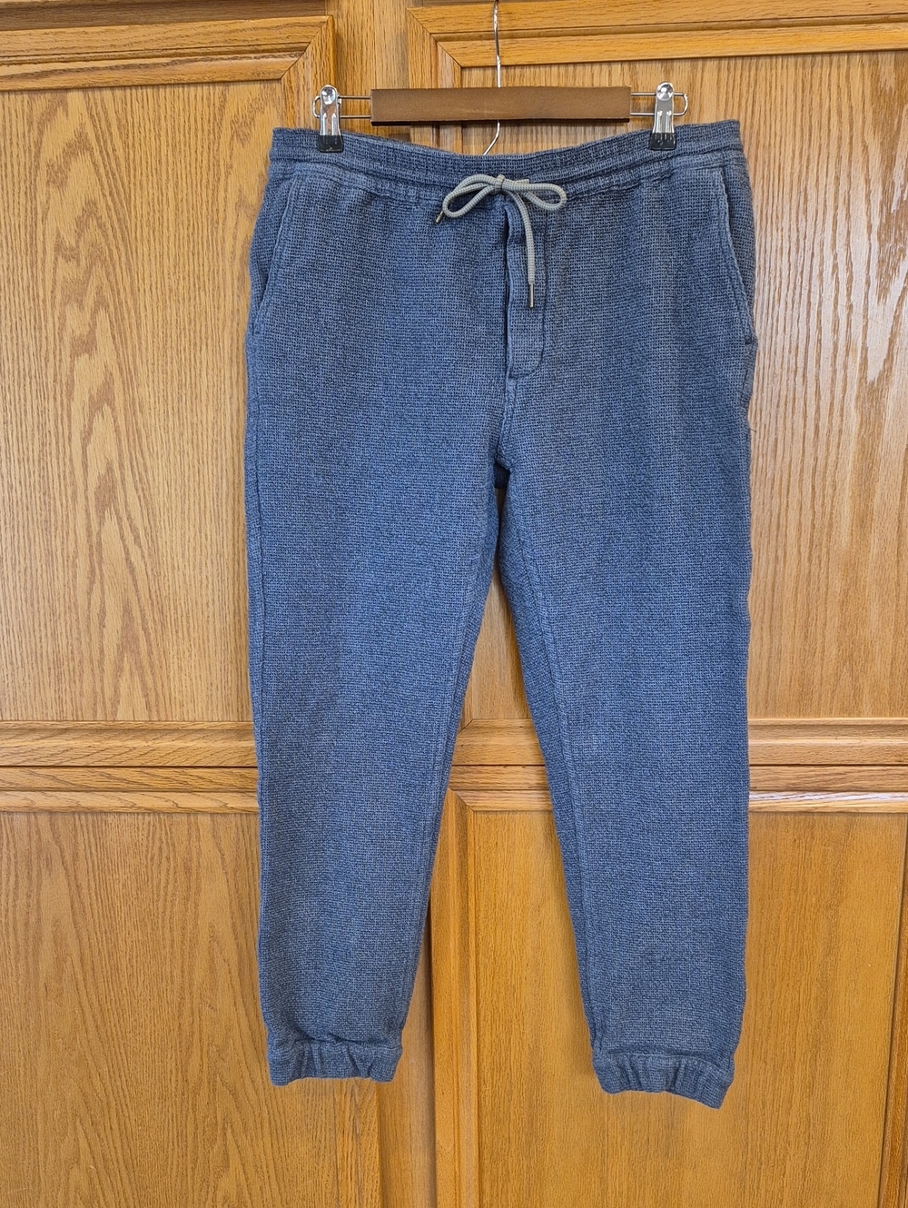 Taylor Stitch Men's Apres Pants Joggers Blue /Grey Organic Cotton Weave Size Lg